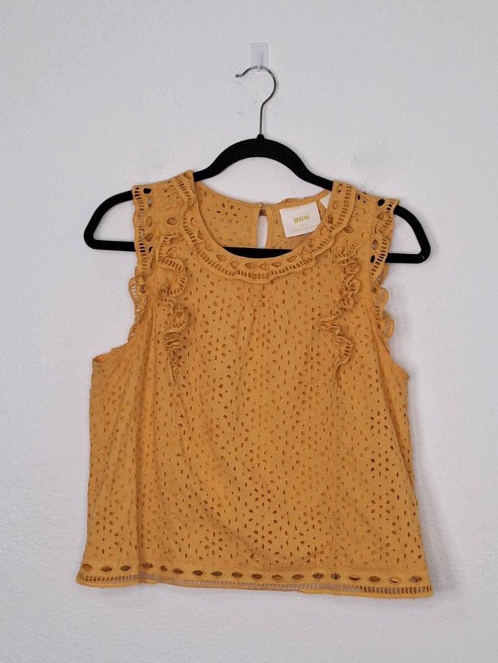 Maeve Anthropologie Blouse Sz 4 Eyelet Crop Boho Cottagecore Coquette